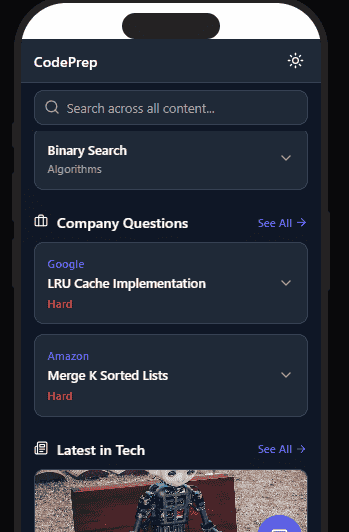 CodePrep - Interview Prep App - Professional software development project showcasing React Native, TypeScript, Node.js, MongoDB