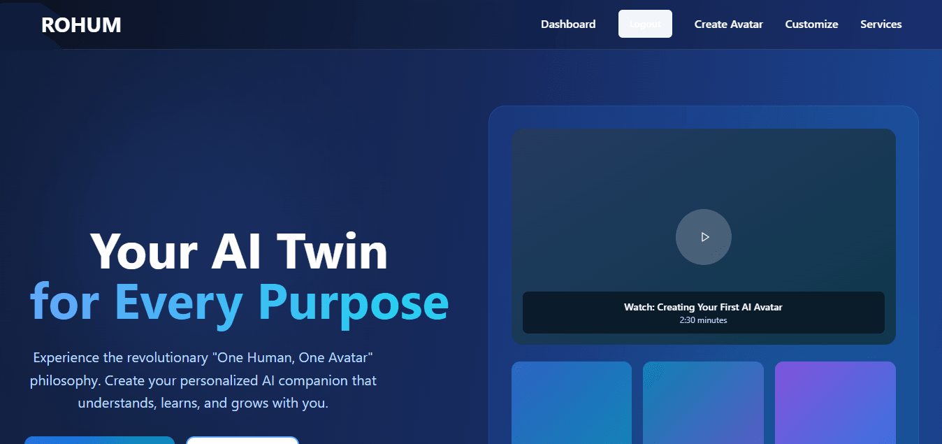 Rohum.tech - Professional software development project showcasing React, Node.js, MongoDB, Tailwind CSS